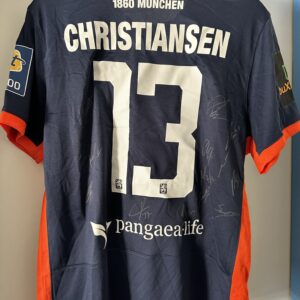 Original-Spielertrikot mit Autogrammen. Max Christiansen, Größe XL.