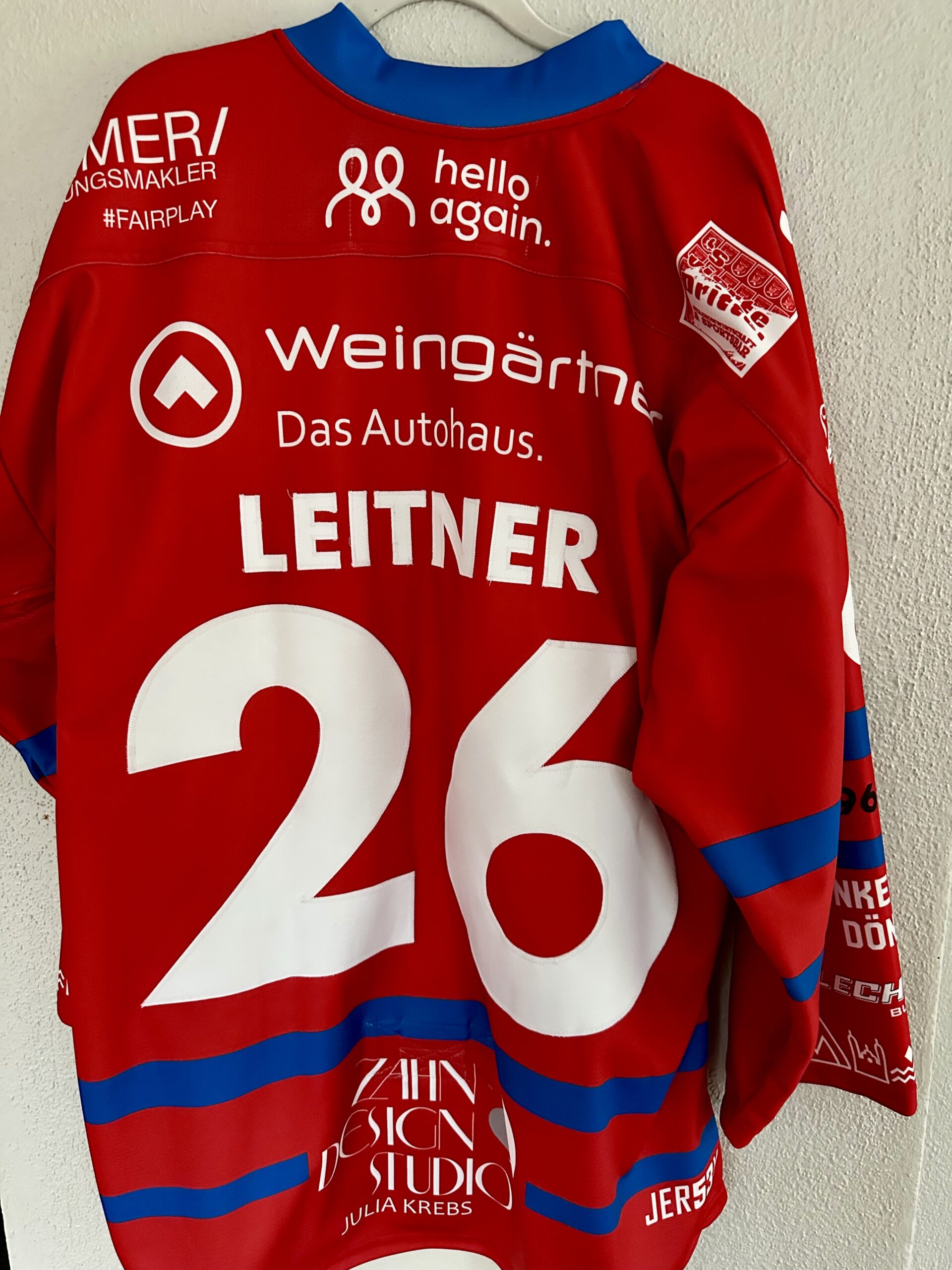 ECT: Original Spieler-Trikot Tölzer Löwen - 60 Jahre deutscher Meister - Home. #26, Christoph Leitner, Größe L.