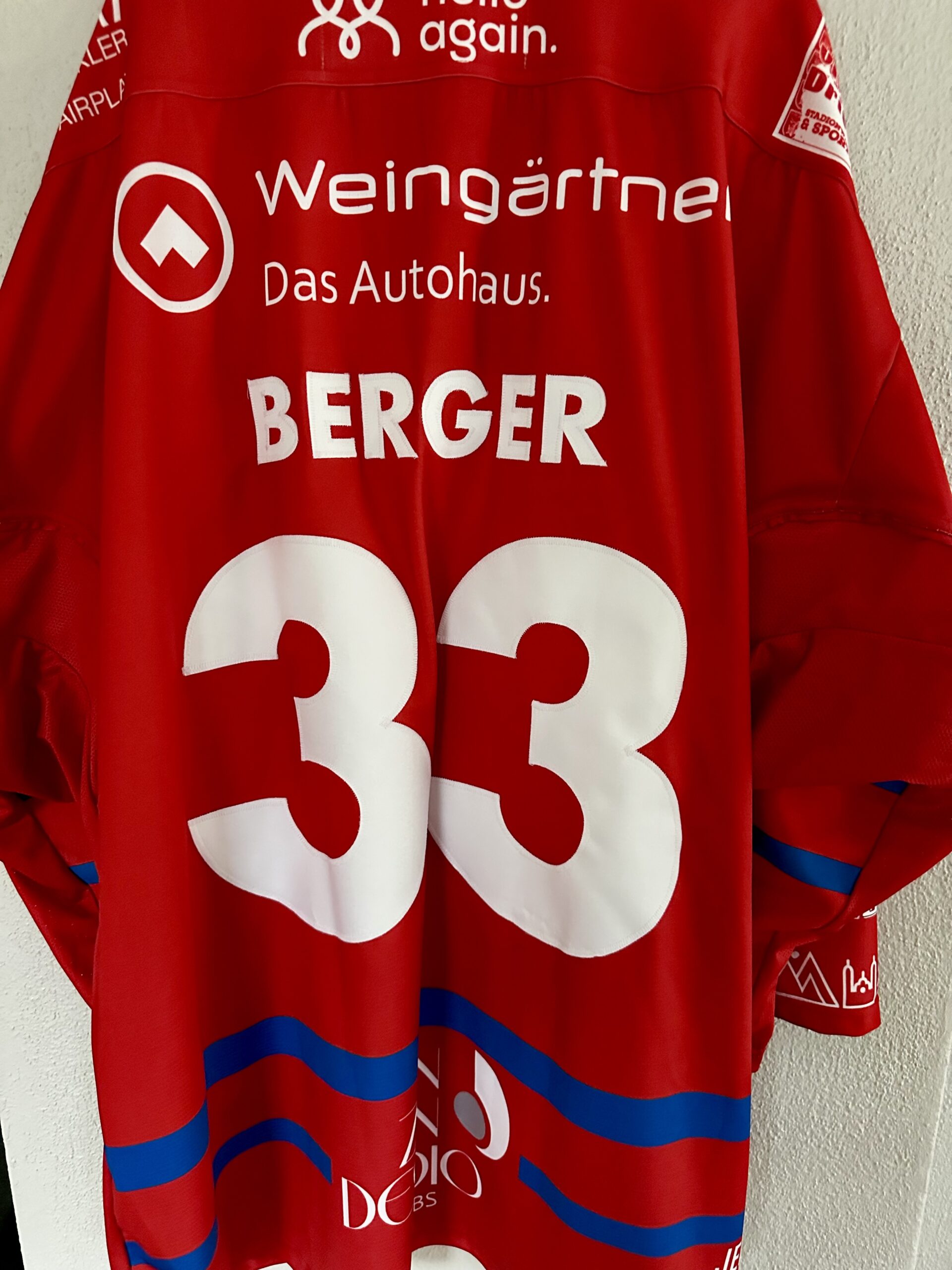 ECT: Original Spieler-Trikot Tölzer Löwen - 60 Jahre deutscher Meister - Home. #33, Maximilian Berger, Größe GXXL.