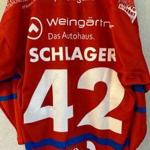 ECT: Original Spieler-Trikot Tölzer Löwen - 60 Jahre deutscher Meister - Home. #42, Quirin Schlager, Größe L.