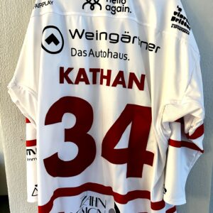 ECT: Original Spieler-Trikot Tölzer Löwen - 60 Jahre deutscher Meister - Away. #34, Kilian Kathan, Größe XL.