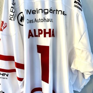 ECT: Original Spieler-Trikot Tölzer Löwen - 60 Jahre deutscher Meister - Away. #1, Niklas Alpha, Größe GXXL.