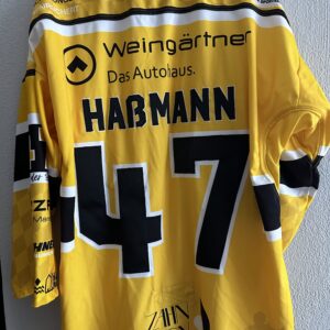 ECT: Original Spieler-Trikot Tölzer Löwen - Auswärtstrikot 25/26. #47, Johannes Haßmann, Größe XL.