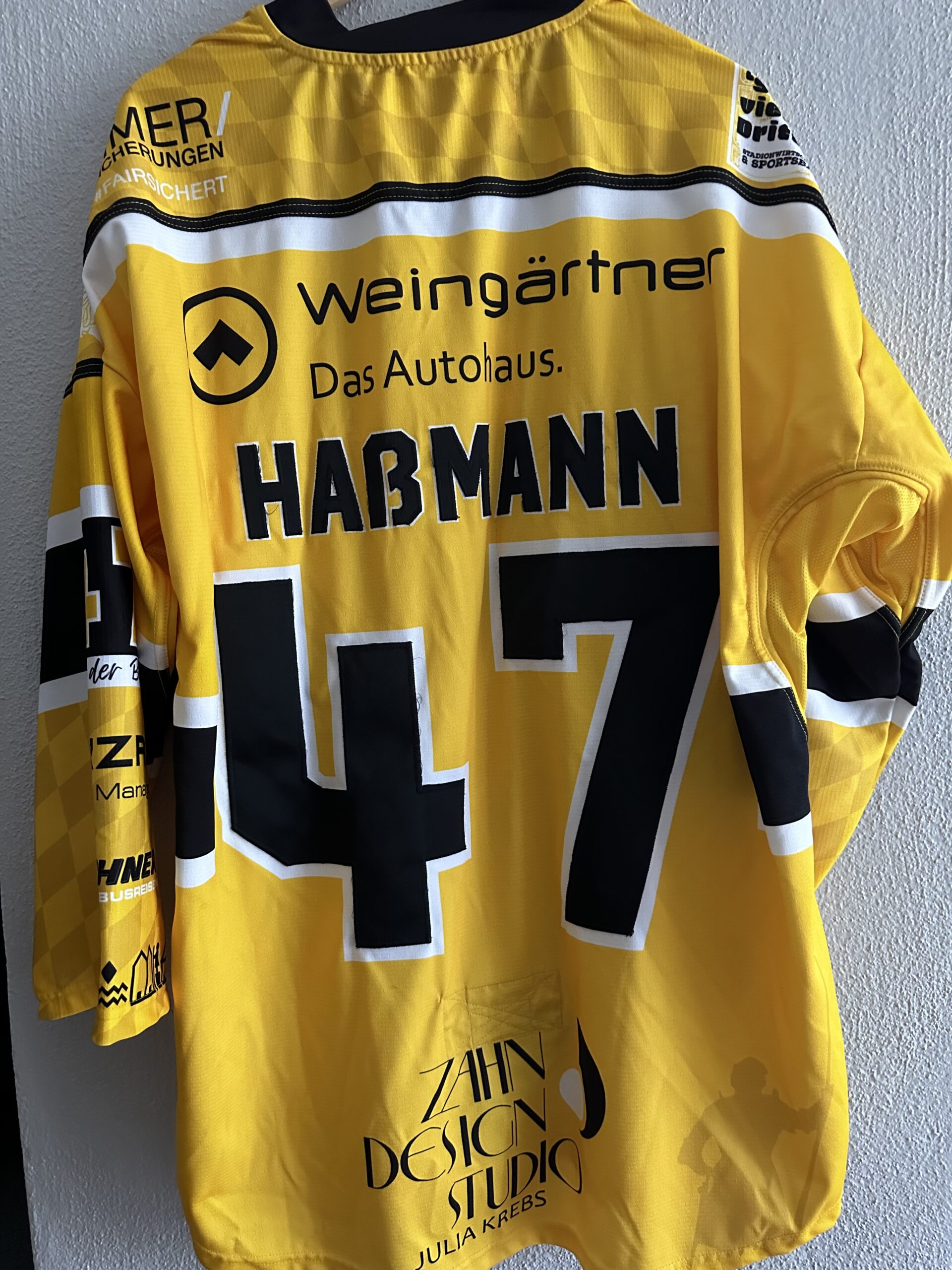 ECT: Original Spieler-Trikot Tölzer Löwen – Auswärtstrikot 25/26. #47, Johannes Haßmann, Größe XL.
