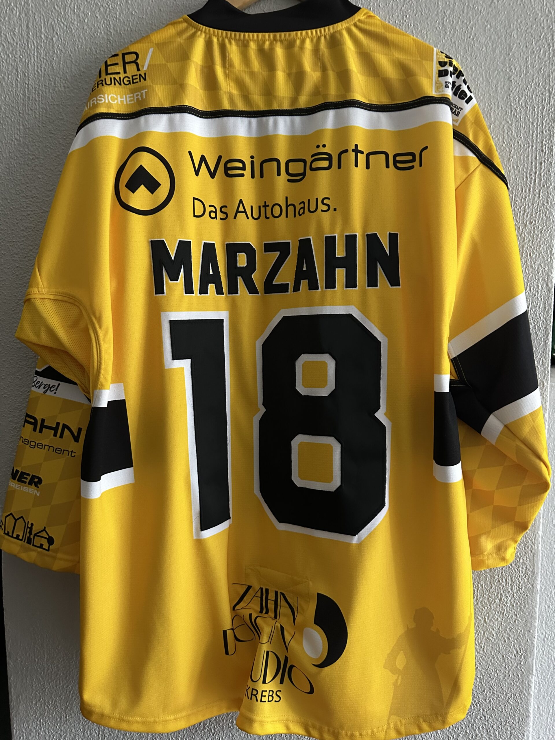ECT: Original Spieler-Trikot Tölzer Löwen - Auswärtstrikot 25/26. #18, Jonas Marzahn, Größe XL.