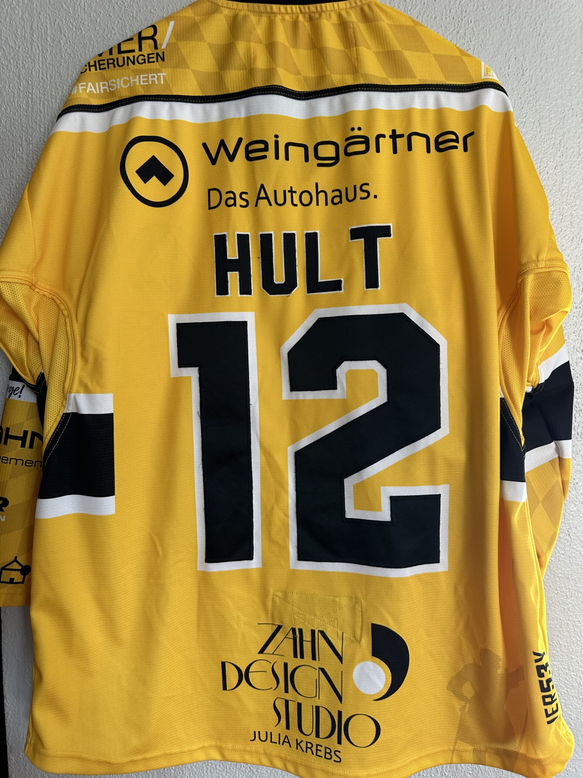 ECT: Original Spieler-Trikot Tölzer Löwen – Auswärtstrikot 25/26. #12, Andreé Hult, Größe L.