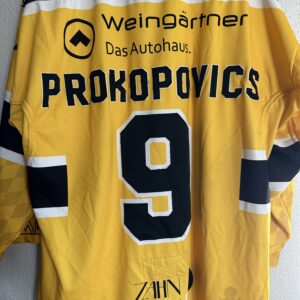 ECT: Original Spieler-Trikot Tölzer Löwen – Auswärtstrikot 25/26. #9, Toms Prokopovics, Größe XL.