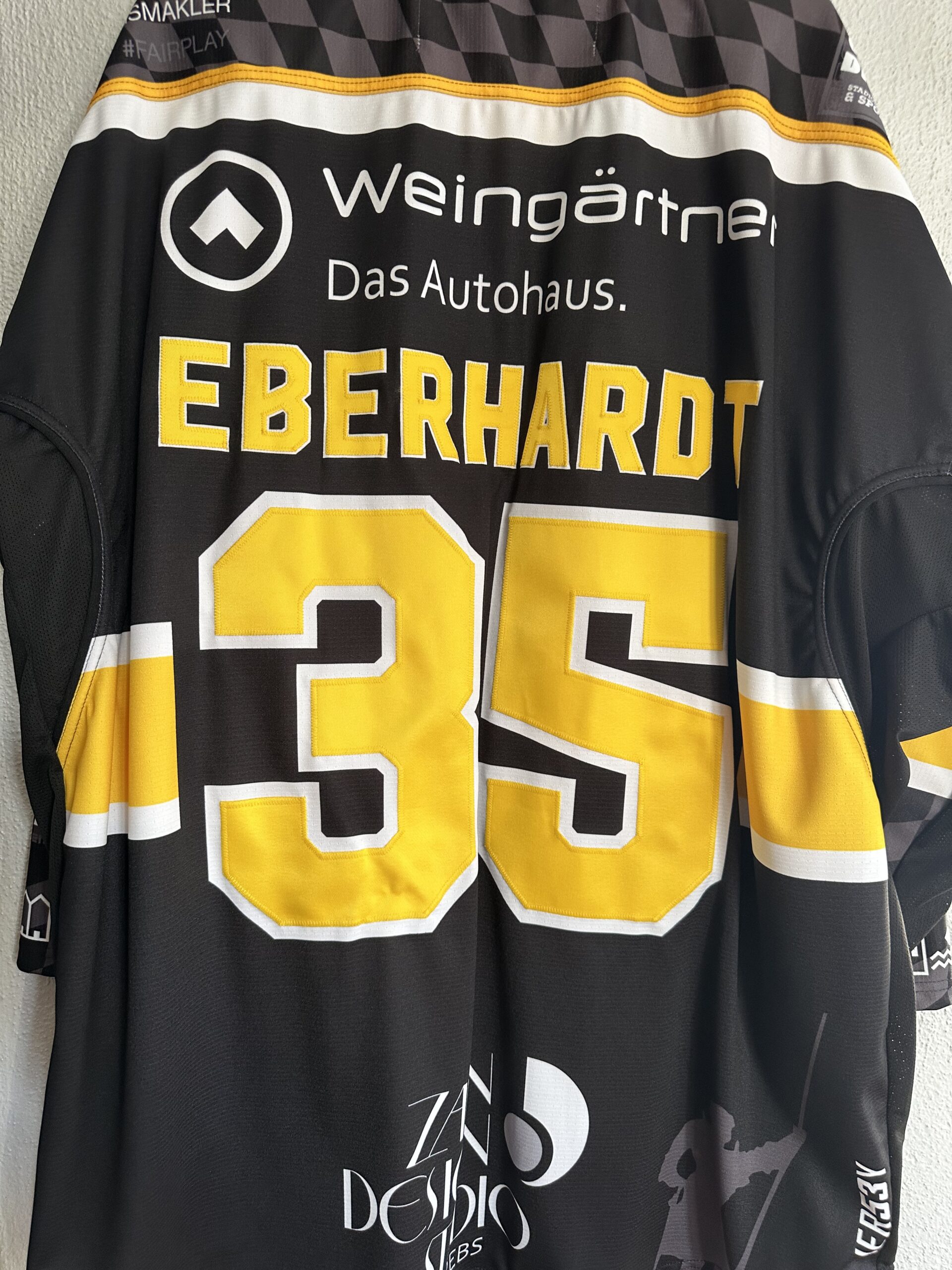ECT: Original Spieler-Trikot Tölzer Löwen - Heimtrikot 25/26. #35, Johannes Eberhardt, Größe GXXL.