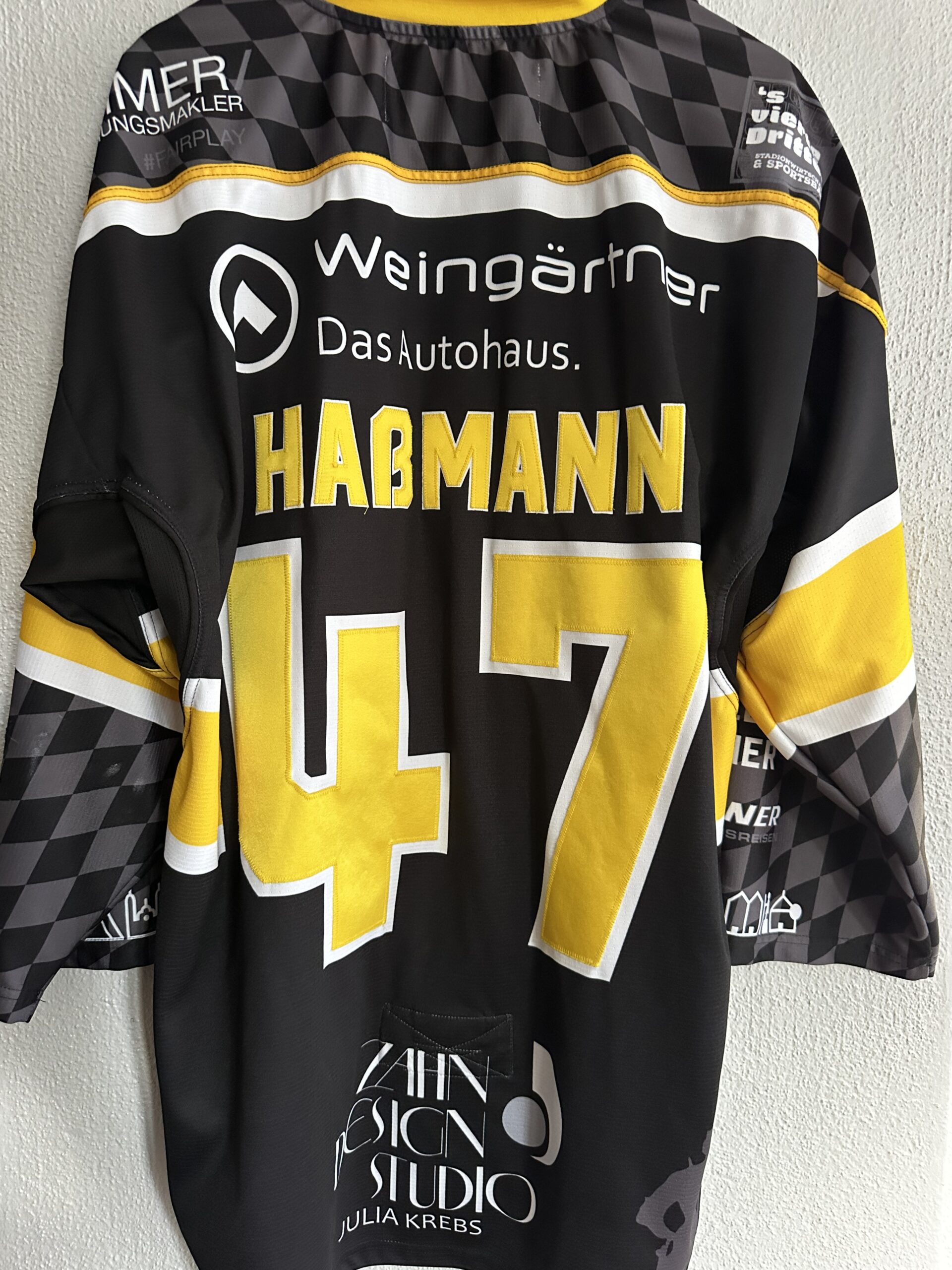 ECT: Original Spieler-Trikot Tölzer Löwen - Heimtrikot 25/26. #47, Johannes Haßmann, Größe XL.