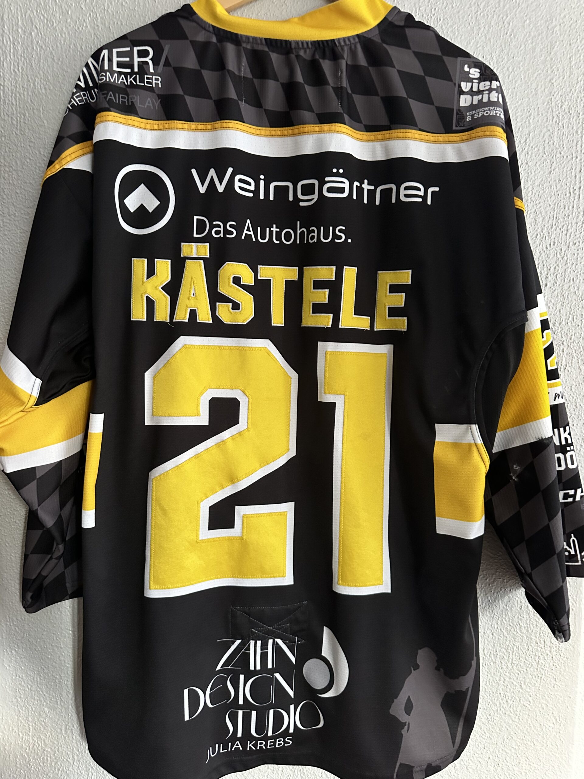 ECT: Original Spieler-Trikot Tölzer Löwen – Heimtrikot 25/26. #21, Florian Kästele, Größe L.