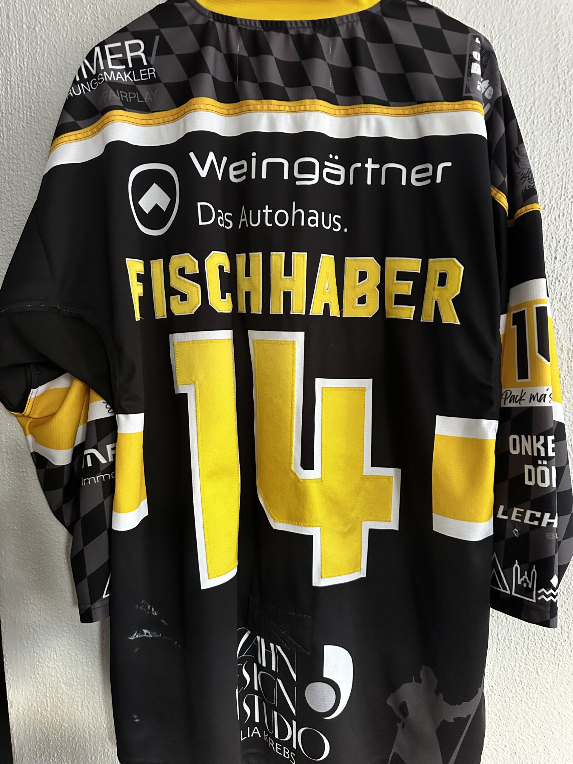 ECT: Original Spieler-Trikot Tölzer Löwen - Heimtrikot 25/26. #14, Christoph Fischhaber, Größe XL.