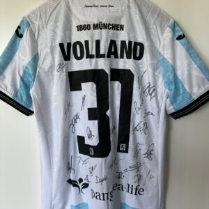 1860: Autogrammtrikot Home mit Unterschriften der Profi-Mannschaft, #31 Volland, Größe L.
